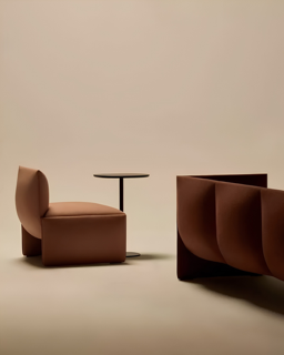 Q11 sculptural chair and console table